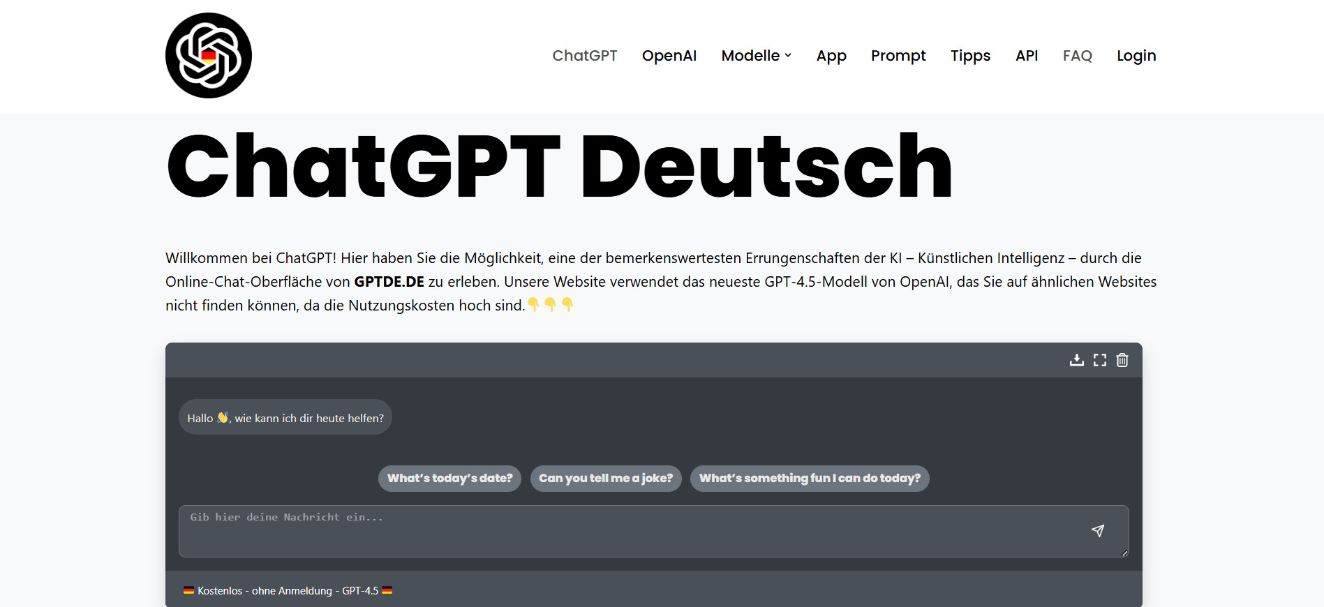 ChatGPT Deutsch screenshot