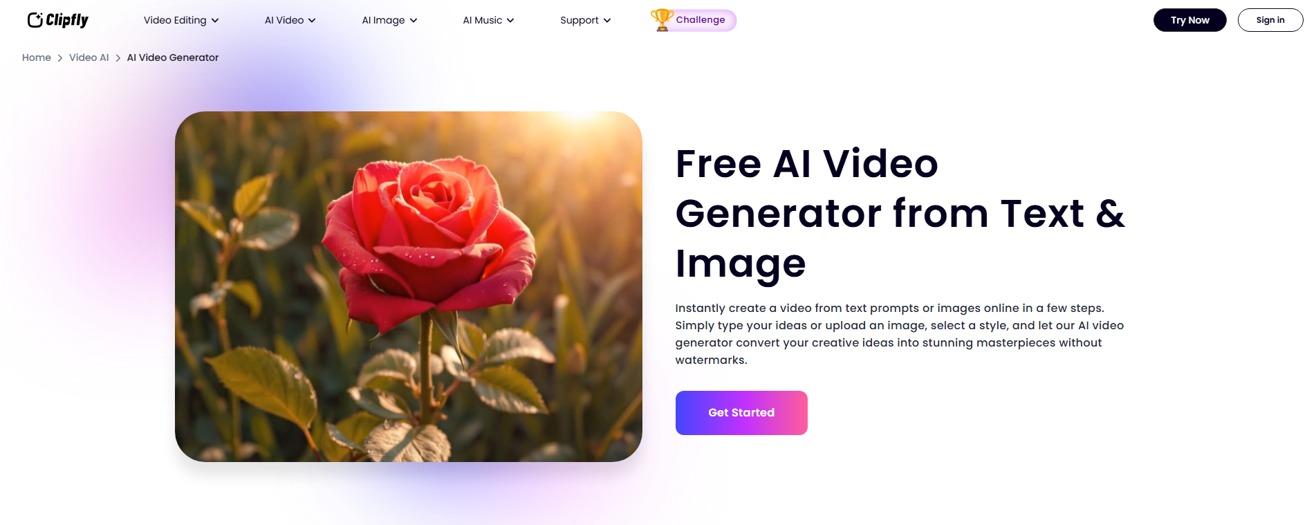 Clipfly AI Video Generator screenshot