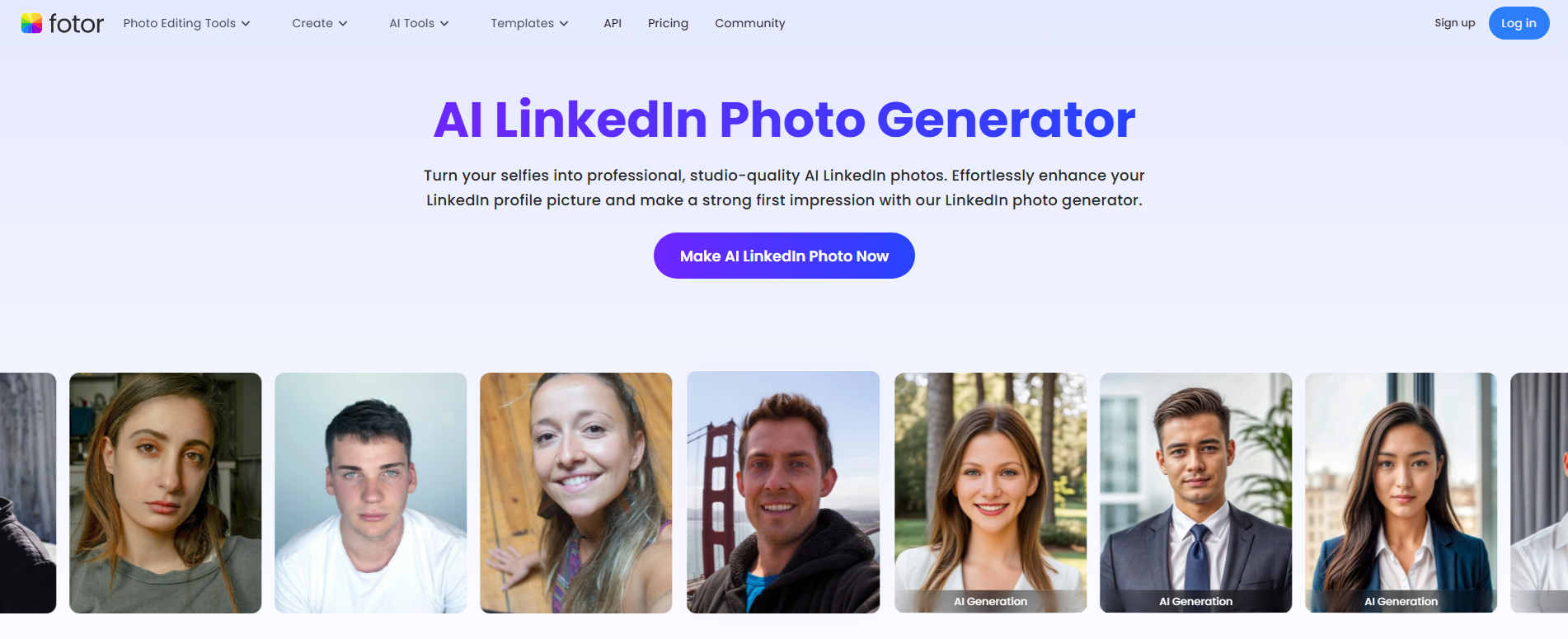 Fotor AI LinkedIn Photo Generator screenshot
