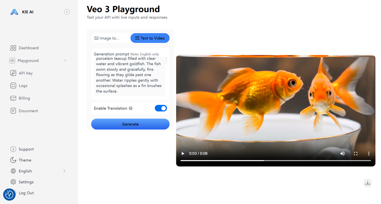Kie.ai: Most Affordable & Stable Veo 3 API with Synced Audio screenshot