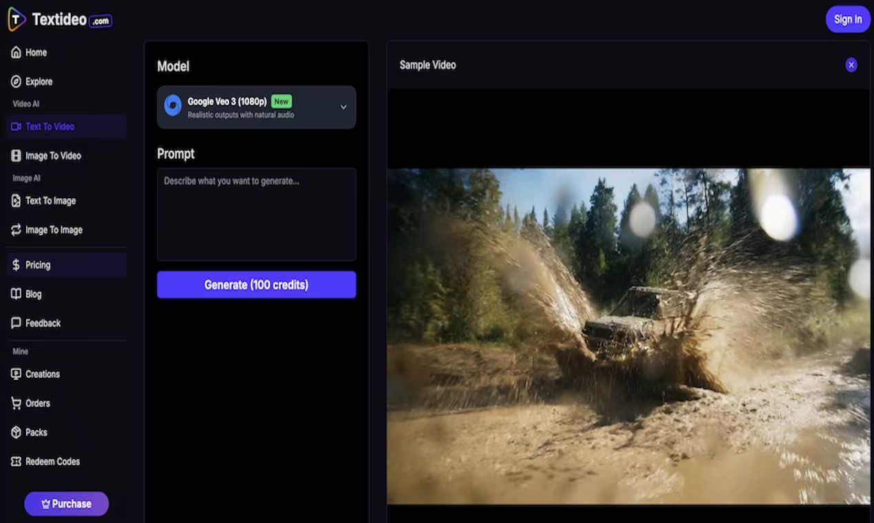 Textideo screenshot