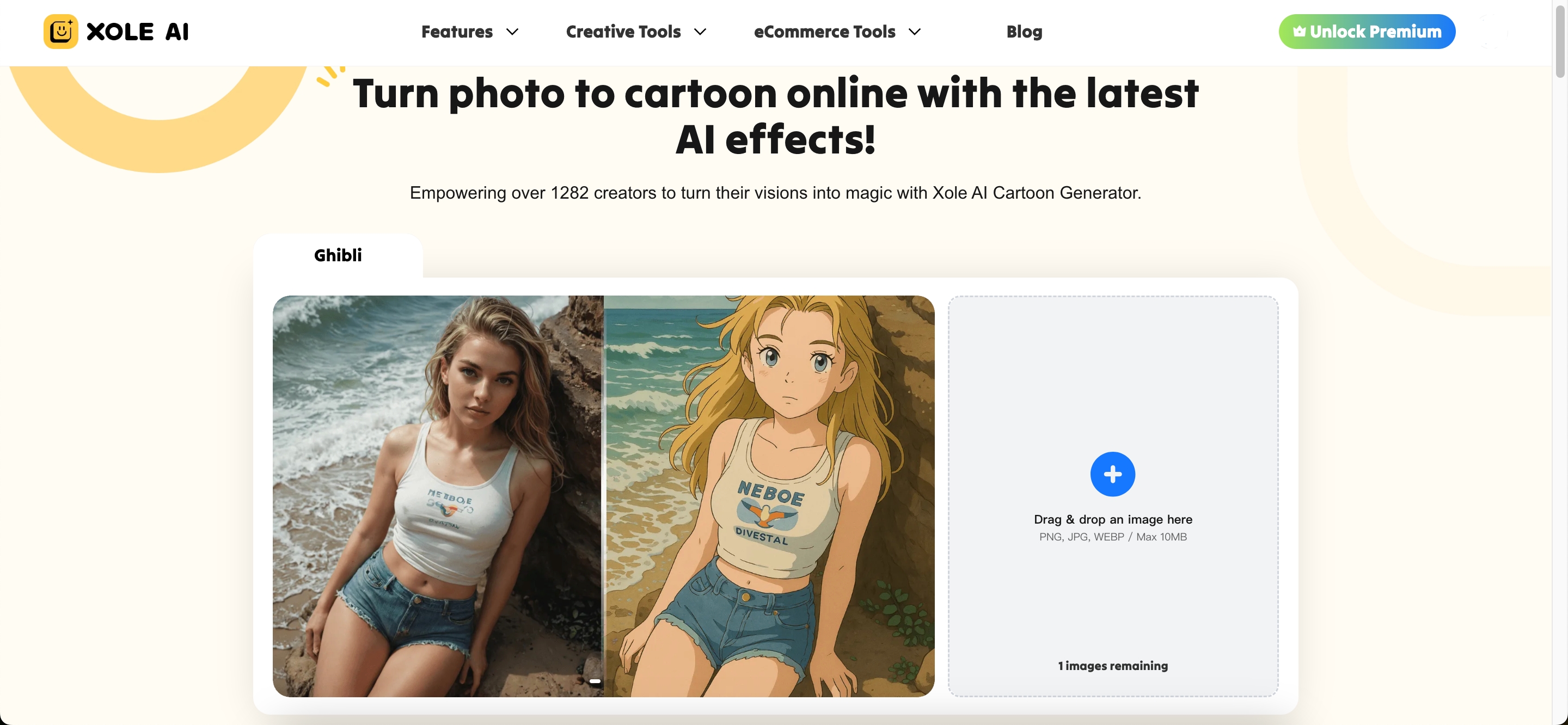 Xole AI Cartoon Generator screenshot