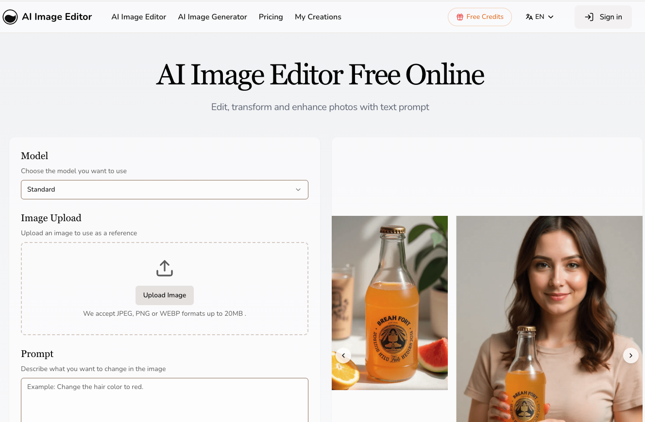 AI Image Editor screenshot