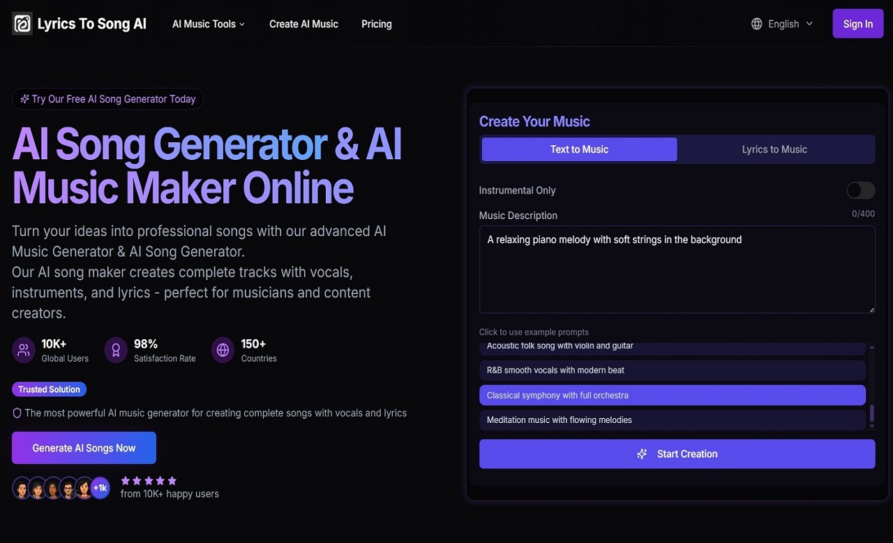 Lyrics To Song AI screenshot